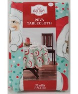 Holiday Time Santa PEVA Tablecloth 70 Inch Round - $273.16 MXN