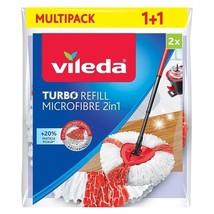 vileda Turbo 2 in 1 Microfiber Mop head REFILL -Set of 2- Made in EU FRE... - £31.13 GBP