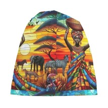 Beanie Hat Vibrant African-Inspired Colorful Woman Basket Pattern - $213.82 MXN