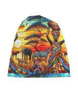 Beanie Hat Vibrant African-Inspired Colorful Woman Basket Pattern - $213.82 MXN