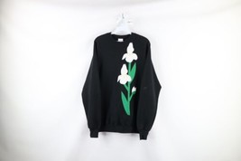 Vtg 80s Streetwear Womens L Distressed Abstract Flower Crewneck Sweatshirt USA - £35.01 GBP