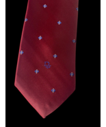 Dior Tie Vintage Christian Dior Spell Out Designer Burgundy Blue 3&quot; Poly... - $55.96 CAD