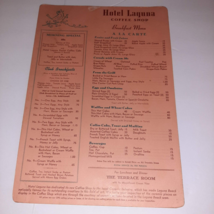 1950s Menu Hotel Laguna Coffee Shop Laguna, Ca Breakfast Menu Single Page - £31.65 GBP