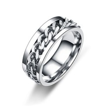Ins Fashion Women  Chain Link Men&#39;s Rotatable Ring Stainless Steel Chain Link Me - £9.12 GBP