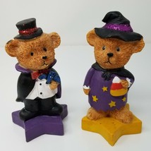 Figurines Halloween Sparkle Wizard and Vampire Bear Set of 2 Vintage  - £11.33 GBP