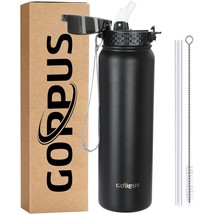 32 Oz Sports Water Bottle 1 Liter Double Wall Insulated Water Bottles With Straw - $31.99