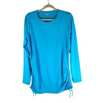 Lands End Long Slv Adjustable Cover-Up Swim Tunic Rash Guard Turquoise Blue M - £26.96 GBP