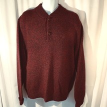 London Fog Chunky Wool Sweater USA Mens XLT Burgundy Long Sleeve Button ... - £14.97 GBP