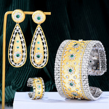 GODKI Vintage Royal 3PCS Green CZ Africa Jewelry Set For Women Wedding Party Zir - £129.25 GBP
