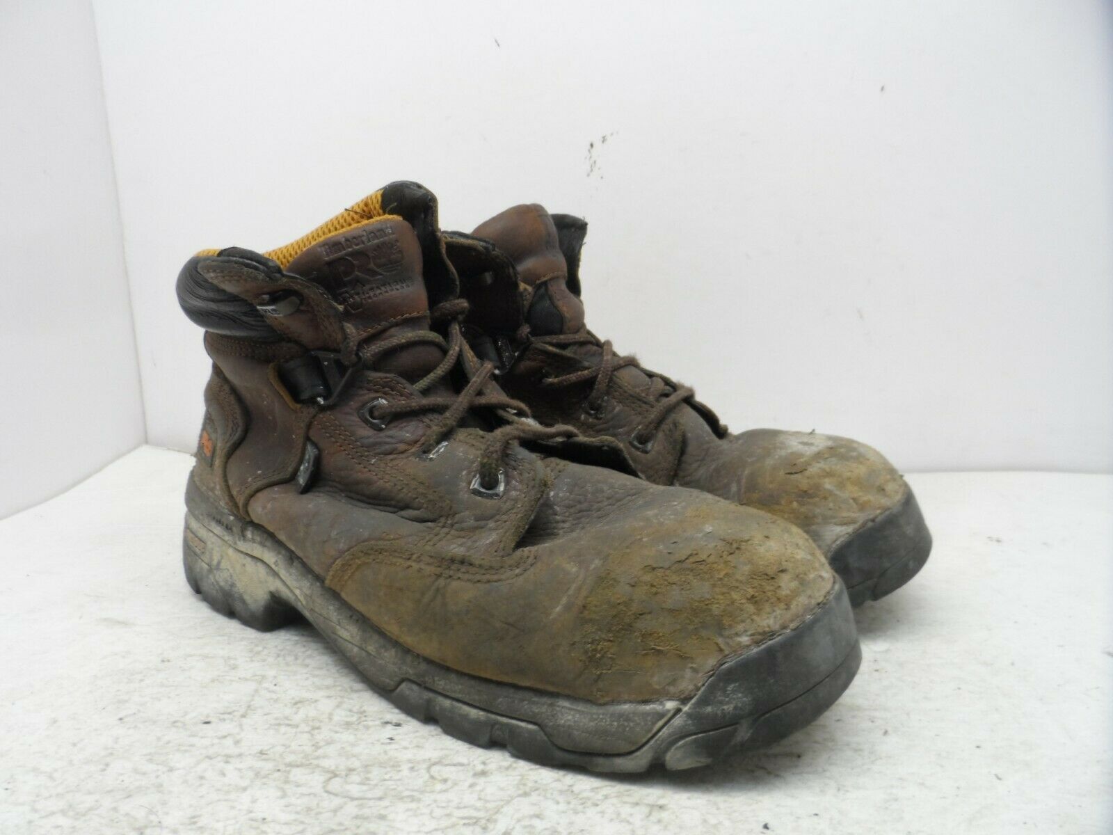 TIMBERLAND PRO Men&#39;s HELIX 6&quot; ALLOY TOE WORK BOOTS 85594 Brown Size 9M - $28.49