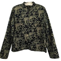 Casual Studio Reversible Quilted Jacket Blue Floral Paisley Rayon Button... - £27.42 GBP