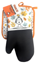 Peanuts Snoopy and Woodstock Oven Mitt Potholder Set Fall Leaves Orange ... - $16.48