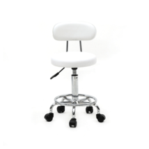 Round Shape Adjustable Salon Stool with Back and Line White - $98.73