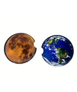 Earth and Moon Ceramic Car Coasters Car Cup Coasters Movie Theatre Chair... - £9.42 GBP