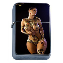 Egyptian Pin Up Girls D2 Flip Top Oil Lighter Wind Resistant Flame Fantasy - $277.81 MXN