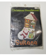 Sultana Needlecraft Vintage Jeweled Christmas Stocking Crewel Santa&#39;s To... - £8.69 GBP