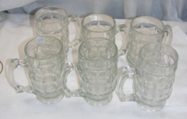 Vintage Indiana Glass Set of 6 Glasses Large Mugs with Handle 16 Ounce 21-c - $737.63 MXN