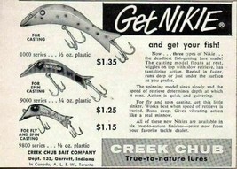 1957 Print Ad Nikie Fishing Lures Creek Chub Bait Co. Garrett,IN - £6.33 GBP