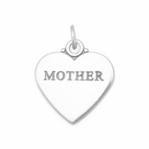 Oxidized MOTHER Heart Charm Pendant Bracelet Piece Womens Gift 14K White... - $32.34