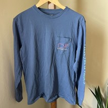 Vineyard Vines Long Sleeve Crew Neck T Shirt Mens Small Blue 100% Cotton - $18.80