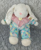 Dan Dee Soft Expression Bunny Rabbit White Blue Floral Easter 17&quot; Plush ... - £36.66 GBP