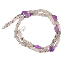 Natural Green Rutile Quartz Amethyst Gemstone Smooth Beads Necklace 17&quot; UB-3286 - £7.85 GBP