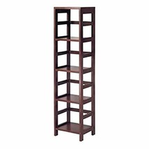 BESTGOODSHOP 4-Shelf Narrow Shelving Unit Bookcase Tower in Espresso - £104.76 GBP