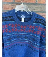 Vintage Woolrich Wool Sweater Large Long Sleeve Royal Blue Pullover Card... - £32.16 GBP