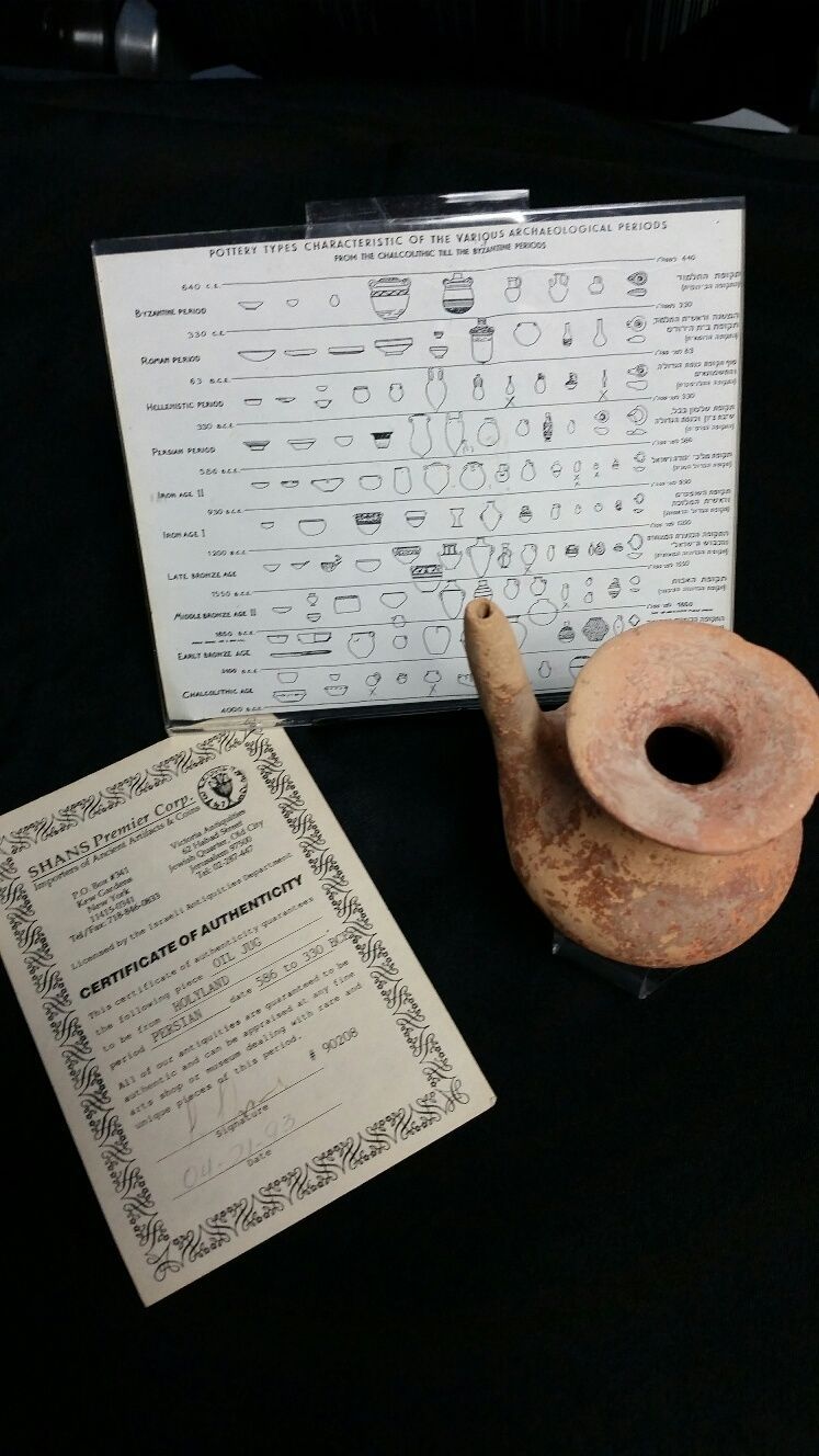 Oil Jug from HOLYLAND - FREE SHIPPING - PERSIAN AGE 586 to 330 BCE w/COA... - $618.75