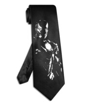 Iron Man tie black satin silk hand-painted superhero necktie - $28.00