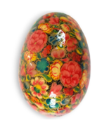 Vibrant Kashmiri Papier-Mâché Egg, Red with Multicolored Floral Art - $322.92 MXN