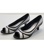 *E) Covington Woman Helen Black White Open Toe Heels Shoes 8M - $11.87
