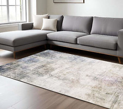 8&#39; X 10&#39; Beige Blue Grey Green Brown And Purple Abstract Power Loom Stain Resist - £423.65 GBP