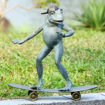 SPI Aluminum Radical Skateboarding Frog Garden Statue - £147.98 GBP