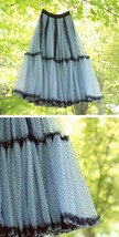 Dusty Blue Polka Dot Lace Tulle Skirt Women Custom Plus Size Long Tulle Skirt image 7