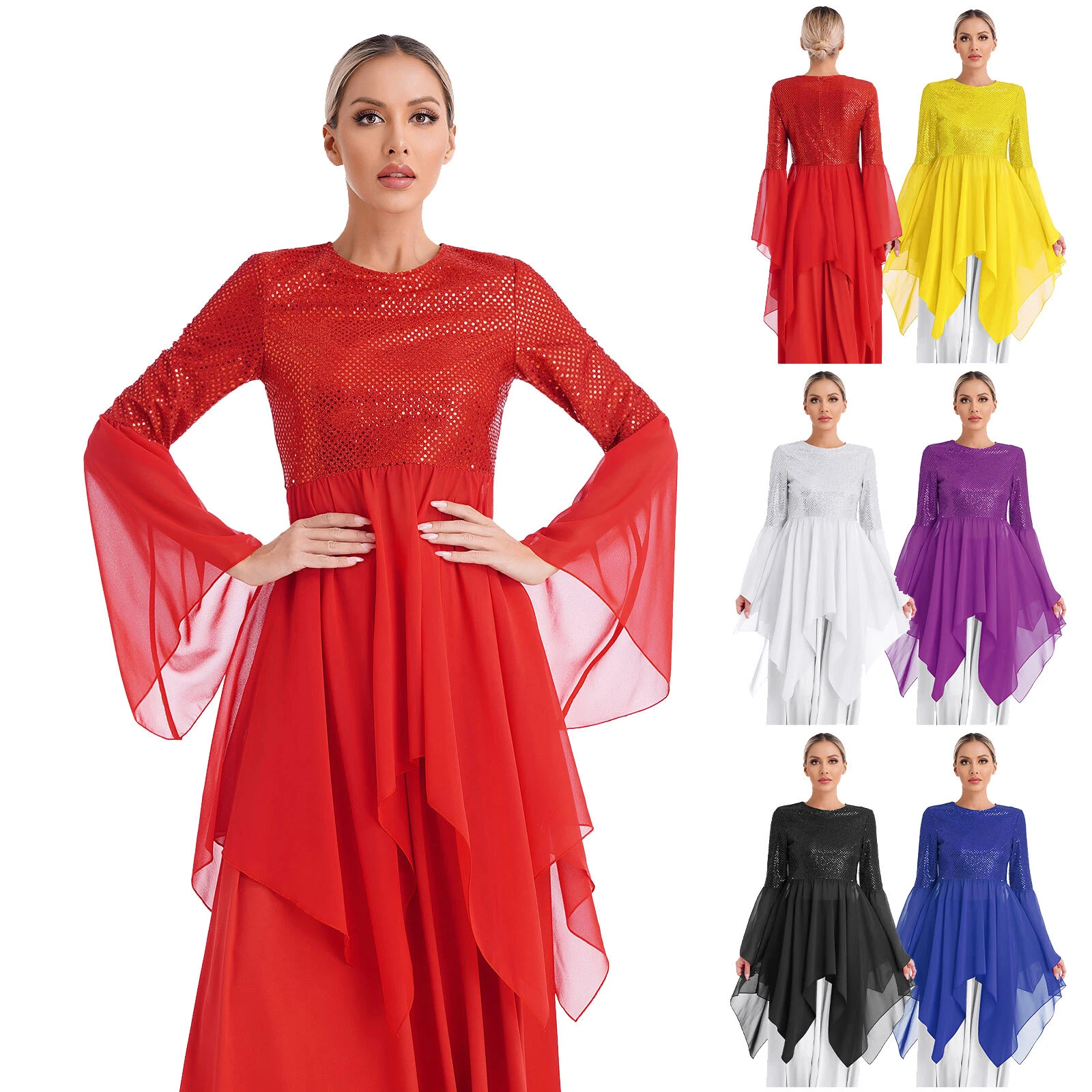 Women&#39;s Asymmetrical Praise Dance Tunic Worship Lyrical Dance Dress - $698.62 MXN