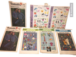 Lot of 7 Vintage Embroidery Transfers 1970&#39;s (Butterick, Simplicity) - $19.79