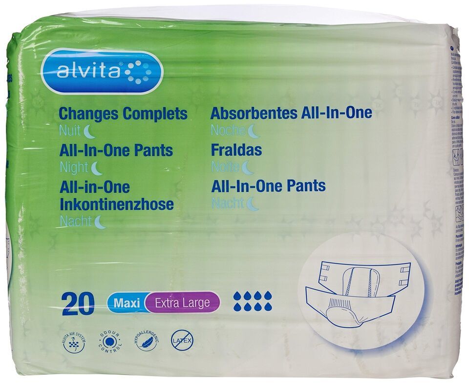 Alvita Incontinence All in One Extra Large Night Pants Pack of 20 - $22.02