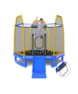 7 Feet Trampoline with Ladder and Slide for Indoor and Outdoor-Blue - Co... - $8,654.36 MXN
