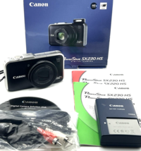Canon PowerShot SX230 HS Digital Camera Black PC1587 12.1MP GPS 14x Zoom... - £148.48 GBP