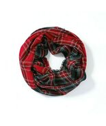 J Jill Infinity Scarf Red Black Plaid NEW Contrast Print Fringed Edge 60... - $39.00