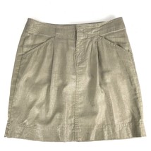 Ann Taylor Womens Skirt Size 2 Petite Gold Shiny Mini Holiday Linen Skirt - $23.37