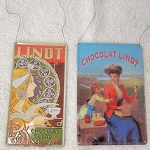 LINDT Chocolat Chocolate Christmas METAL Ad Sign Ornaments SET OF 2 - $184.34 MXN