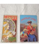 LINDT Chocolat Chocolate Christmas METAL Ad Sign Ornaments SET OF 2 - $182.14 MXN