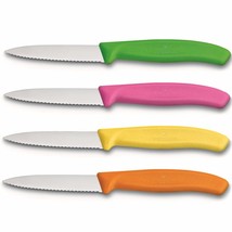 Green, Orange, Pink, And Yellow Utility Knife Set By Culinary, Spear Poi... - £34.28 GBP
