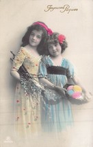 Pretty Young Girls ~ Colorful Dresses - Dyed Eggs ~ Happy Easter~ 1911 Photo-... - £8.88 GBP