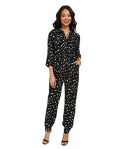 Two By Vince Camuto Feathered Dash 3/4 Sleeve Utility Jumpsuit Pop Rich Black Xs - £94.93 GBP