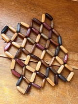 Handmade Dyed Wood Rounded Rectangle Criss Cross Hot Pad – 8 x 6.25 inch... - £9.00 GBP