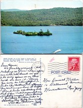 New York Eagle Bay Cedar Island Eagle Cliff Posted to NJ in 19?6 VTG Postcard - £7.39 GBP