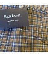 NEW RALPH LAUREN STUDIO LG CHECK BROWN NAVY EUROPEAN PILLOW SHAMS RARE - $123.75